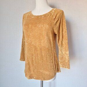 NWT Pilcro Anthropologie Acid Washed Raglan Top Cotton Knit Gold Orange
